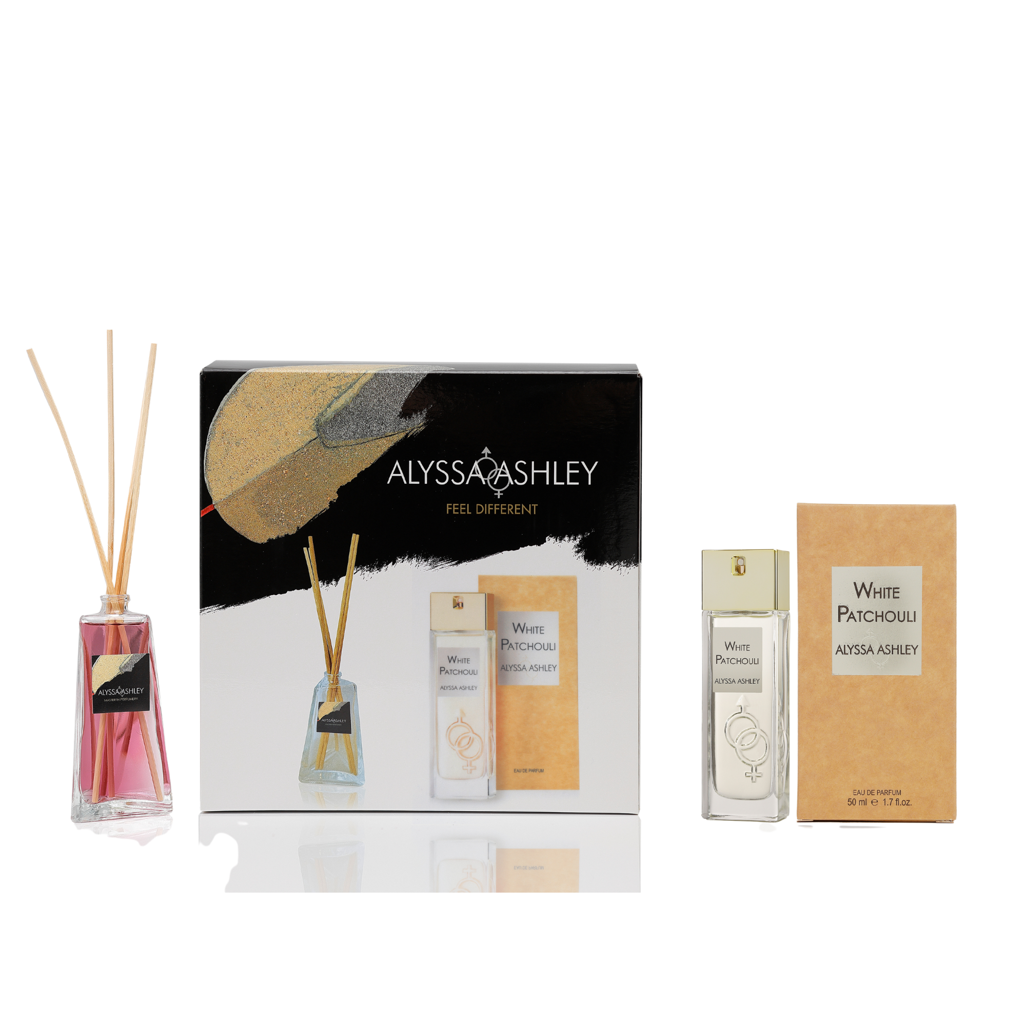 White Patchouli + scented home diffuser set